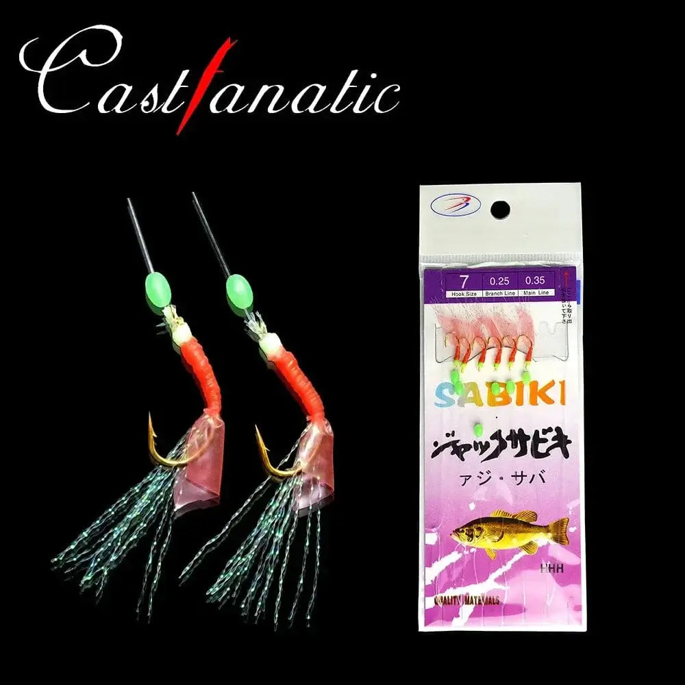China China 5 Packs Sabiki rigs Bionic Fish Skin Sea Bait Artificial Feather Barbed String Hook with Luminous Beads Fishing tackle Pesca