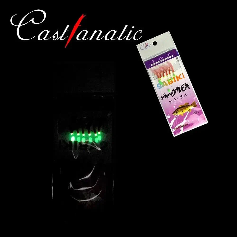 China China 5 Packs Sabiki rigs Bionic Fish Skin Sea Bait Artificial Feather Barbed String Hook with Luminous Beads Fishing tackle Pesca