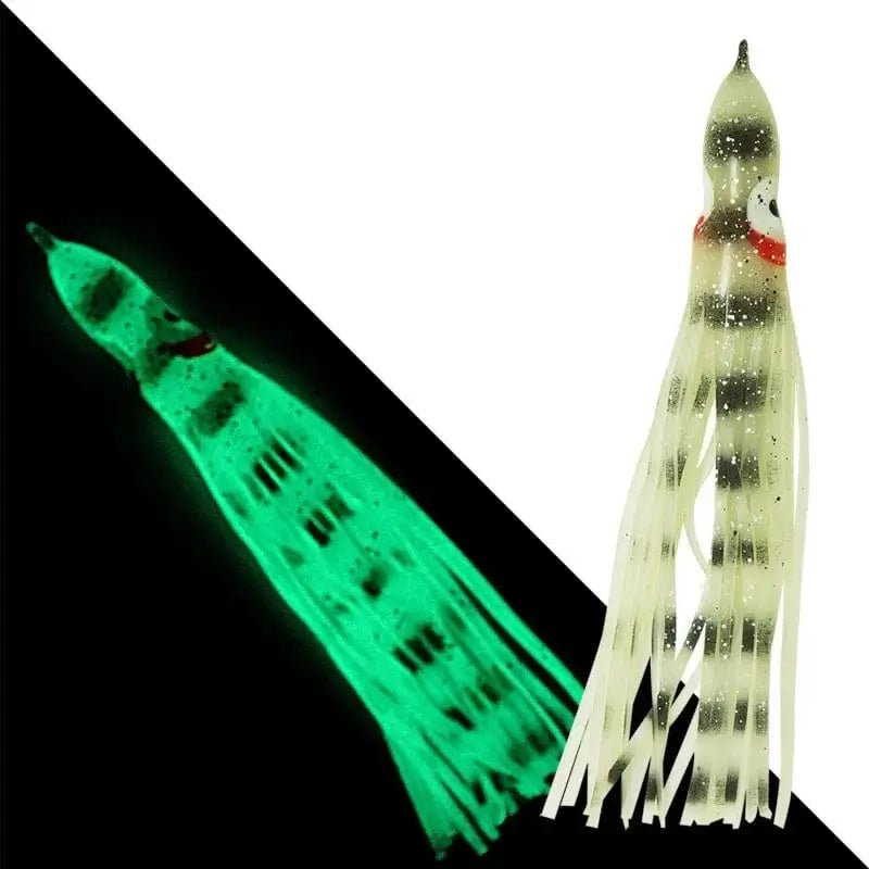 China China 5-pieces Luminous Squid Skirts Soft Lure 5cm/9cm/11cm Artificial Bait Lures Octopus Wobblers Tuna Kingfish Sailfish Marlin Baits