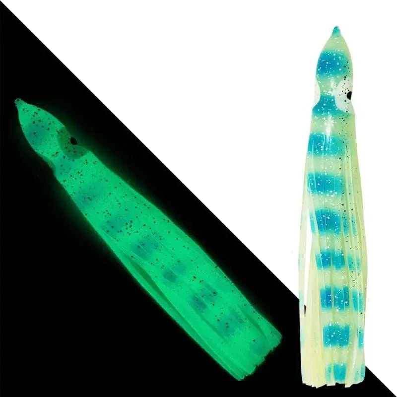 China China 5-pieces Luminous Squid Skirts Soft Lure 5cm/9cm/11cm Artificial Bait Lures Octopus Wobblers Tuna Kingfish Sailfish Marlin Baits