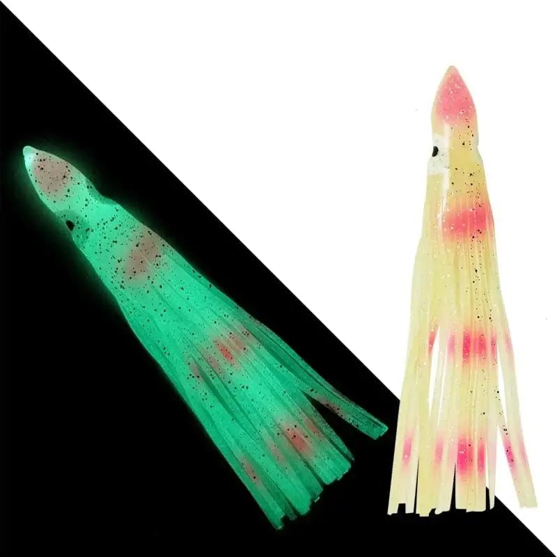 China China 5-pieces Luminous Squid Skirts Soft Lure 5cm/9cm/11cm Artificial Bait Lures Octopus Wobblers Tuna Kingfish Sailfish Marlin Baits