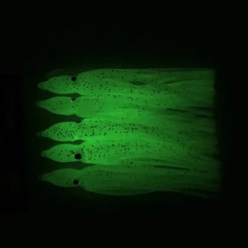 China China 5-pieces Luminous Squid Skirts Soft Lure 5cm/9cm/11cm Artificial Bait Lures Octopus Wobblers Tuna Kingfish Sailfish Marlin Baits