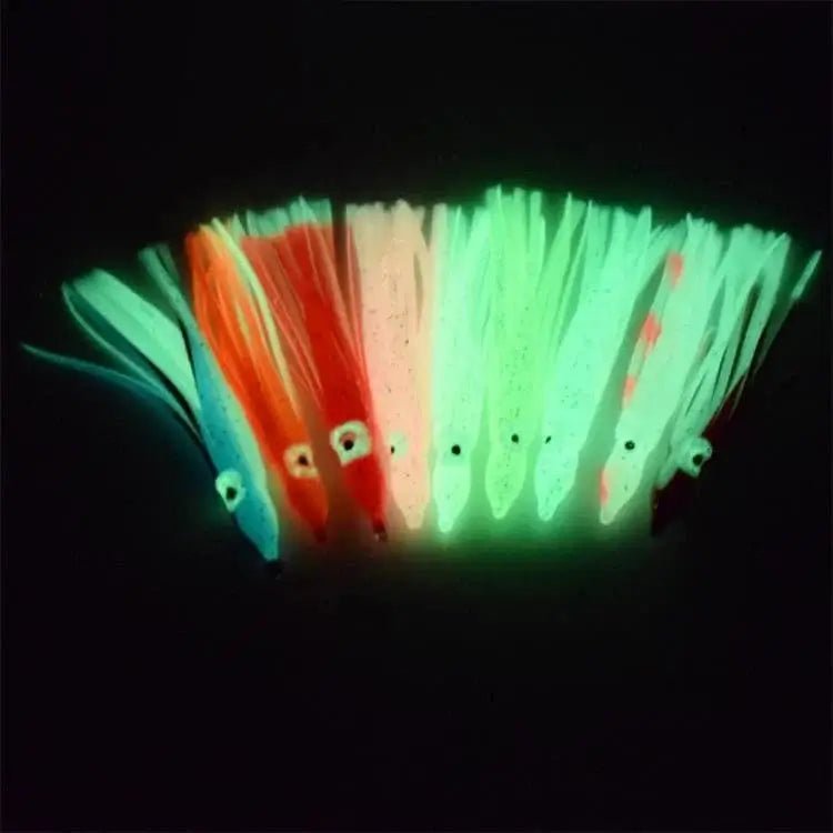 China China 5-pieces Luminous Squid Skirts Soft Lure 5cm/9cm/11cm Artificial Bait Lures Octopus Wobblers Tuna Kingfish Sailfish Marlin Baits
