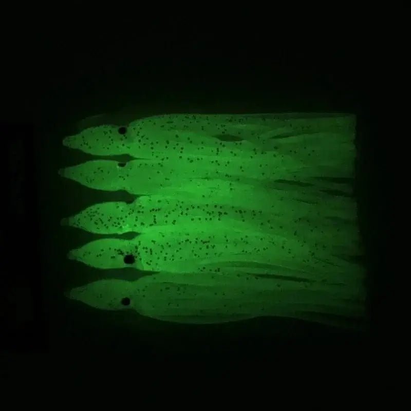 China China 5-pieces Luminous Squid Skirts Soft Lure 5cm/9cm/11cm Artificial Bait Lures Octopus Wobblers Tuna Kingfish Sailfish Marlin Baits