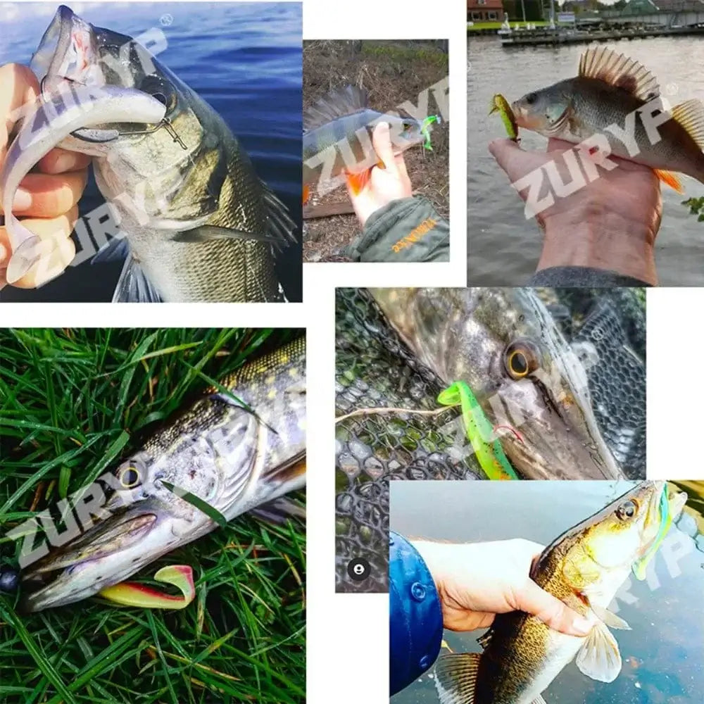 China China 5 Set with 10PCS Soft Lure Texas Rig Fishing Tackle Hooks VIB Spoon Bait ZURYP Texas Rig Kit Binded Hooks Fishing Hook