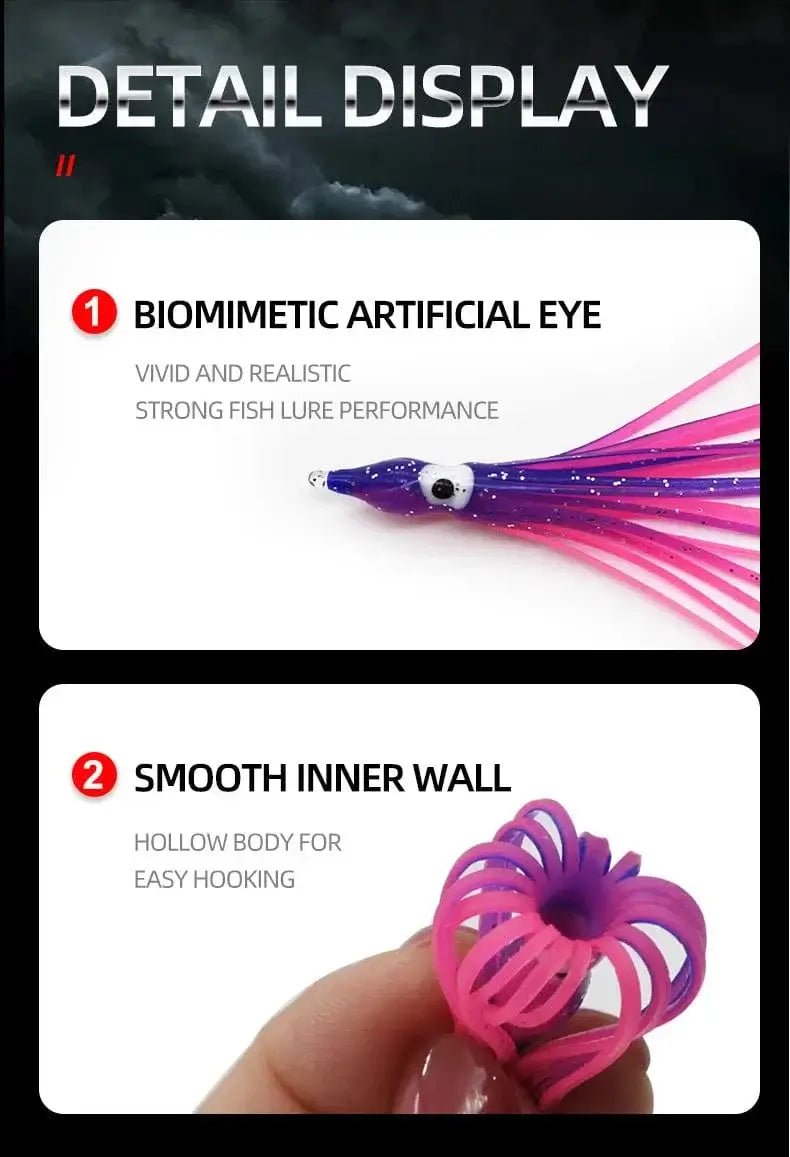 China China 50/100PCS 5-12cm Mixed Color Squid Fishing Lure Luminous Squid Skirt Soft Bait for Sea Bass Salmon Trou 