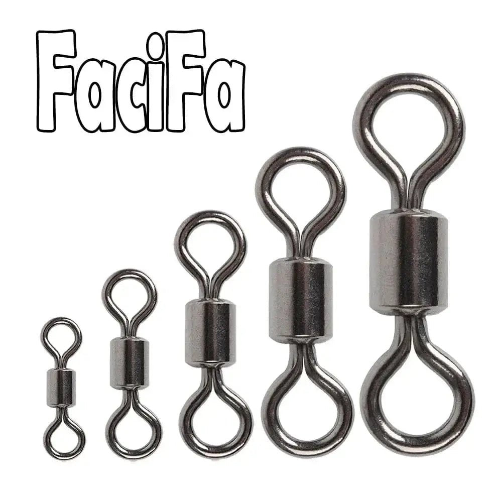 China China 50 pcs Bearing Swivel Fishing Connector Stainless Steel Carp Fishing Accessories Snap Fishhook Lure Solid Ring Swivel Tackle