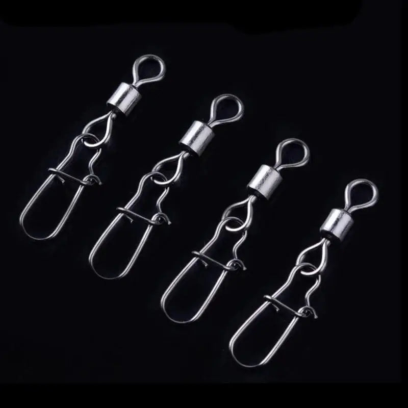 China China 50pcs/1box 2# To 14# Fishing Connector Rolling Swivel Fish Pin Bearing Stainless Steel Snap Hook Lure Tackle Goods For Fishing