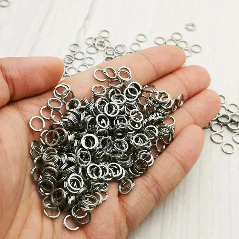 China China 50pcs/lot Stainless Steel Fishing Ring Split Clip Swivel Double Loop Quick Change Hook Connector carp fishing Accessory Tackle