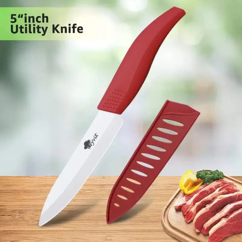 China China 5inch Red Ceramic Knife 6 5 4 3 inch Kitchen Chef Knives RustProof White Blade Utility Slicing Paring Fruit Vegetable Cooking Cutter Tool