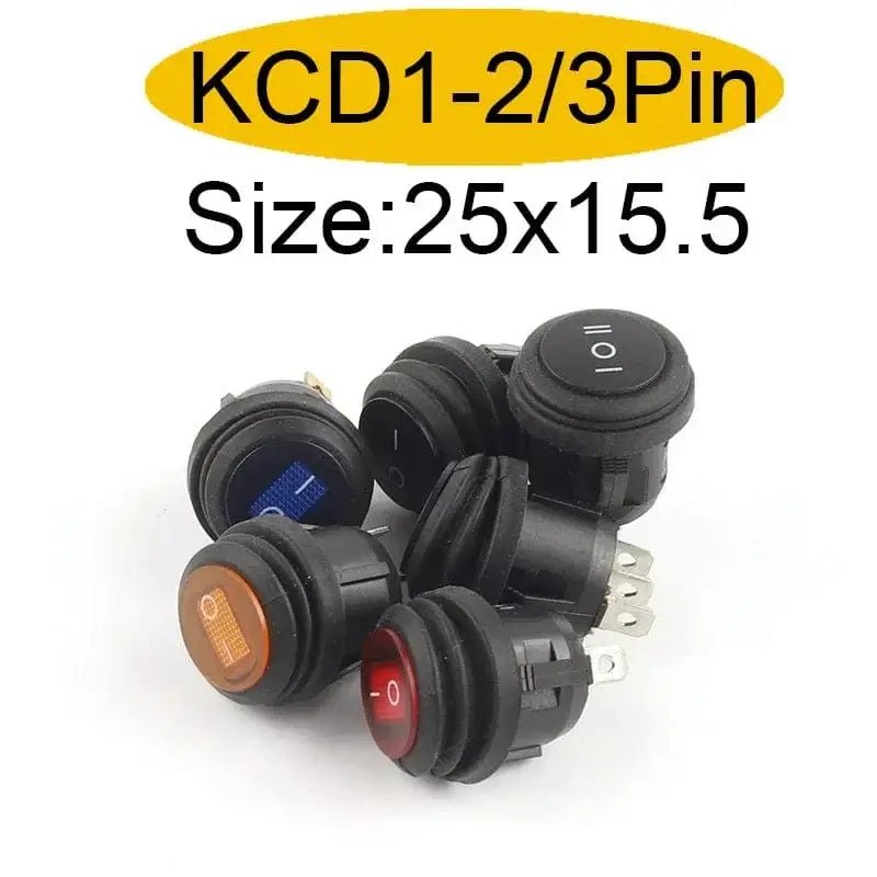 China China 5Pcs 2/3Pin 25mm 6A/10A 250V Round Rocker Dot Boat LED Light Waterproof Rocker Switch Car Auto Boat Marine Power Button Switch