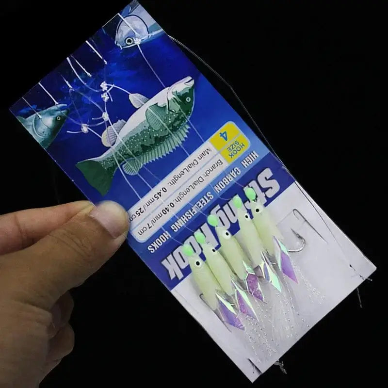 China China 5pcs/bag Sea/ Salterwater Fishing Freshwater Fishing Sabiki Rigs String Hook Flash Luminous Fish String Hook