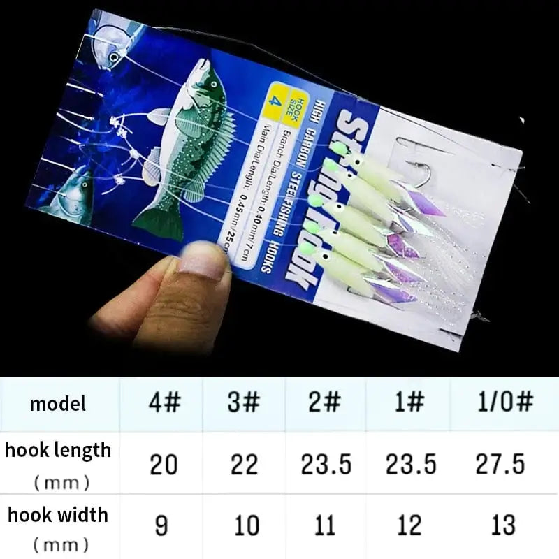 China China 5pcs/bag Sea/ Salterwater Fishing Freshwater Fishing Sabiki Rigs String Hook Flash Luminous Fish String Hook