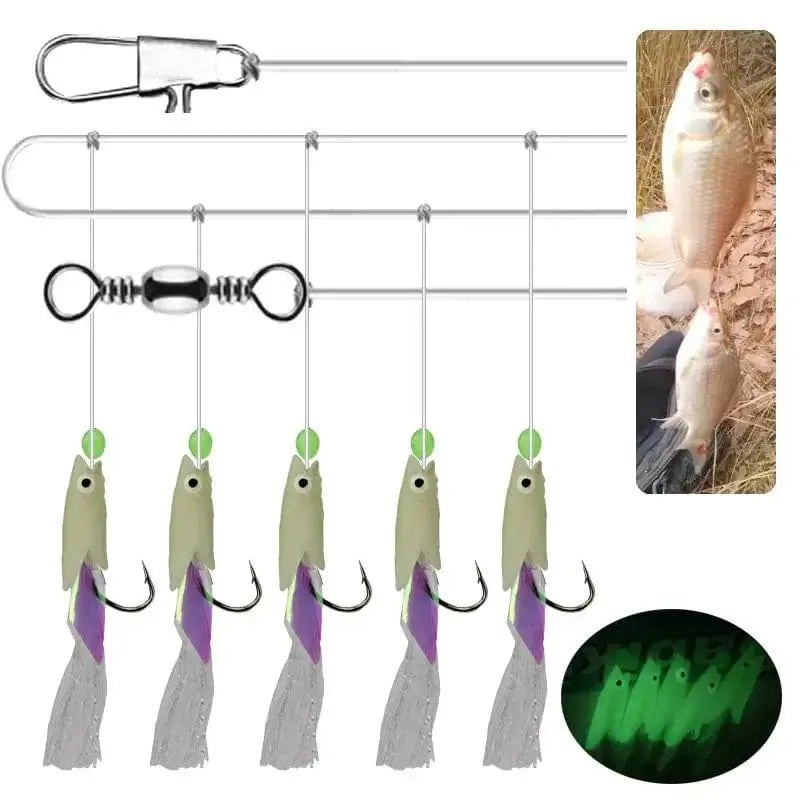 China China 5pcs/bag Sea/ Salterwater Fishing Freshwater Fishing Sabiki Rigs String Hook Flash Luminous Fish String Hook