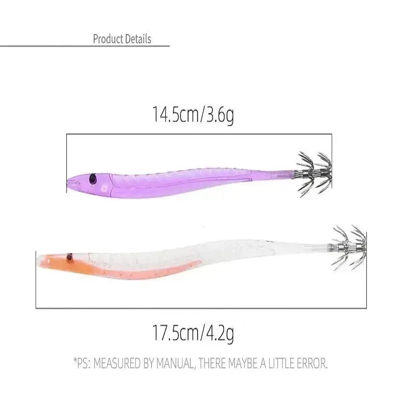 China China 5Pcs Egi Squid Bait Glow-in-the-dark Fishing Accessories Korea Sea Wood Shrimp Bait Squid Octopus Cuttlefish Bait Fishing Tackle