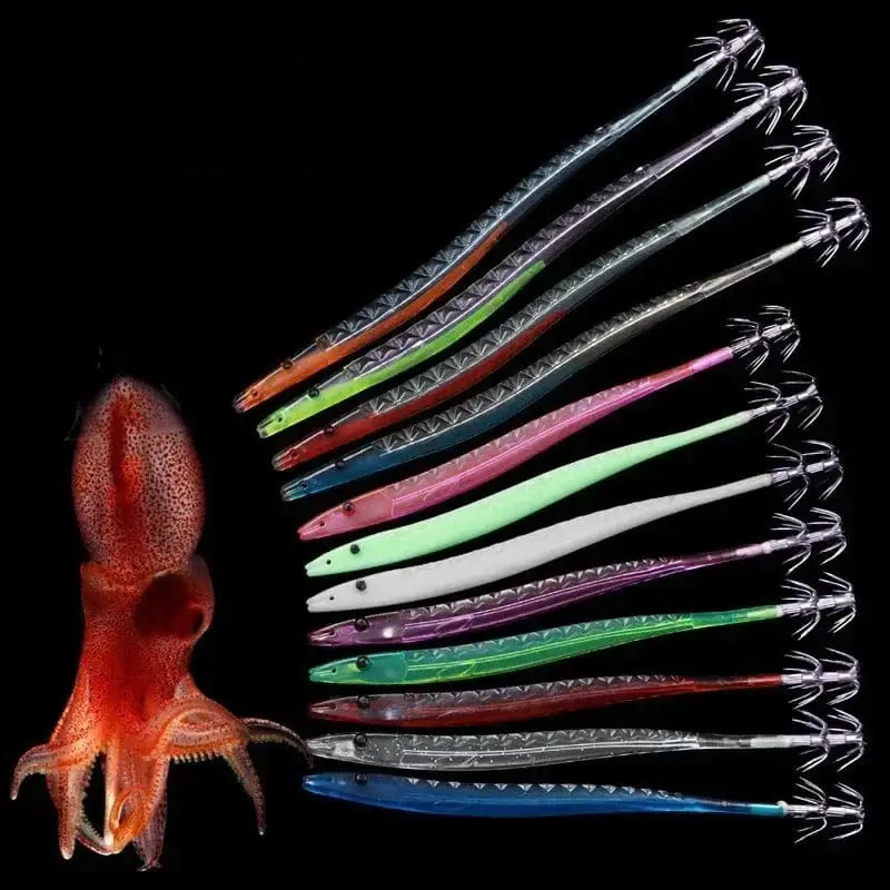 China China 5Pcs Egi Squid Bait Glow-in-the-dark Fishing Accessories Korea Sea Wood Shrimp Bait Squid Octopus Cuttlefish Bait Fishing Tackle