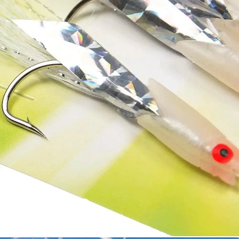 China China 5pcs Fishing Sabiki Samodur Rigs Baits Luminous Japan Luminous Glow Bead Feather Fish Skin String Hooks Saltwater Fish Supplies