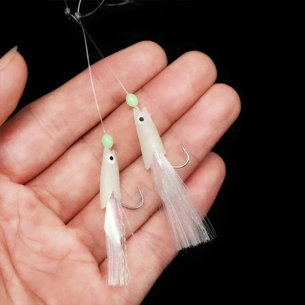 China China 5Pcs Fishing Sabiki Samodur Rigs Baits Luminous Japan Luminous Japan Glow Bead Feather Fish Skin String Hooks Saltwater