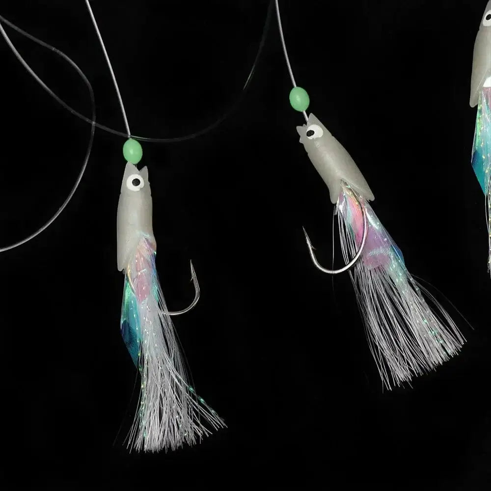 China China 5Pcs Fishing Sabiki Samodur Rigs Baits Luminous Japan Luminous Japan Glow Bead Feather Fish Skin String Hooks Saltwater