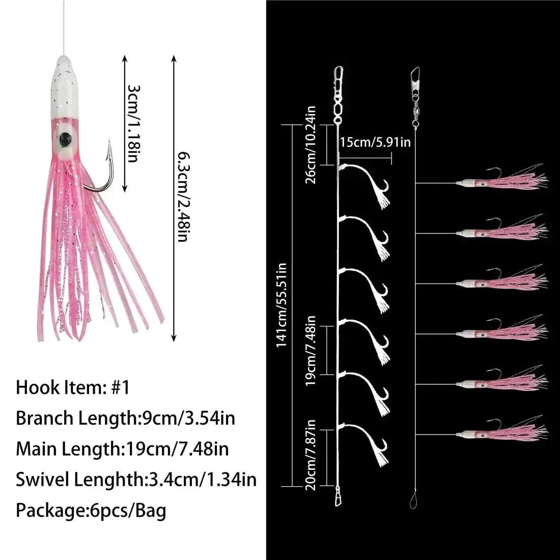 China China 6/12Packs Soft Squid Skirts Eel fishing Lures Teasers Saltwater Octopus rig live bait Mackerel Snapper Artificial Bait Fishhooks