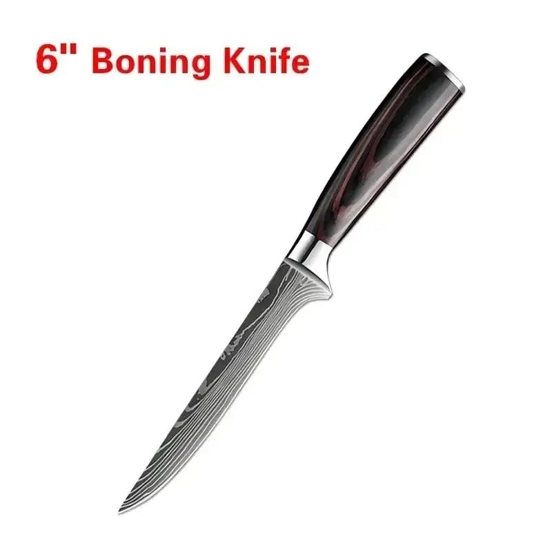 China China 6 inch boning knife Laser Damascus Kitchen Knife Cleaver Meat Fruit Bread Knife Barbecue Boning Knife Cut Chicken Convenient Scissors Kitchen Knives