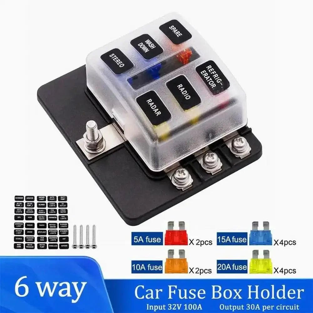 China China 6 Ways Universal 12Ways Car Blade Holder Fuse Box With LED Indicator Light 12V 32V Screw Binding Post Fuse For Car Boat Marine