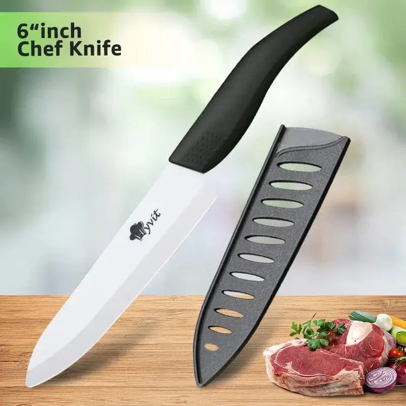 China China 6inch Black Ceramic Knife 6 5 4 3 inch Kitchen Chef Knives RustProof White Blade Utility Slicing Paring Fruit Vegetable Cooking Cutter Tool