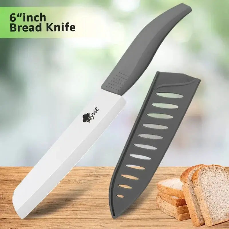 China China 6inch Bread Knife Ceramic Knife 6 5 4 3 inch Kitchen Chef Knives RustProof White Blade Utility Slicing Paring Fruit Vegetable Cooking Cutter Tool