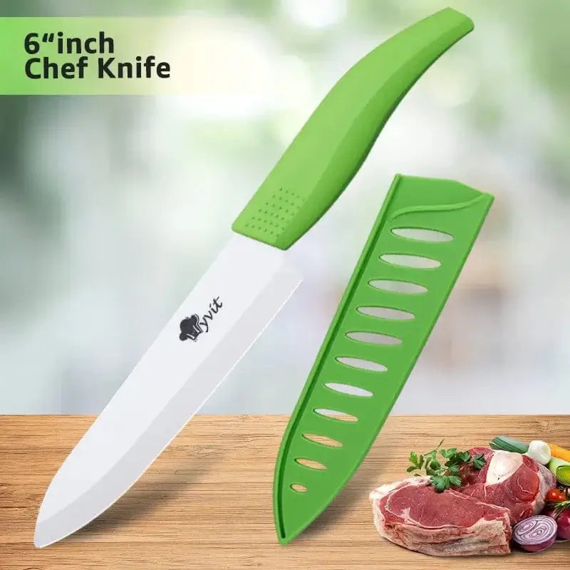 China China 6inch Green Ceramic Knife 6 5 4 3 inch Kitchen Chef Knives RustProof White Blade Utility Slicing Paring Fruit Vegetable Cooking Cutter Tool