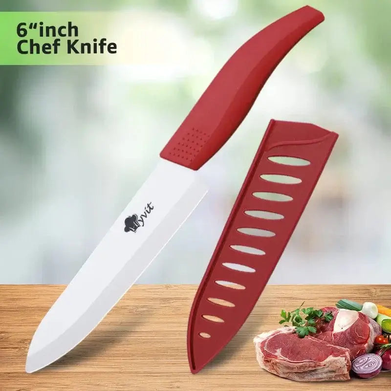 China China 6inch Red Ceramic Knife 6 5 4 3 inch Kitchen Chef Knives RustProof White Blade Utility Slicing Paring Fruit Vegetable Cooking Cutter Tool