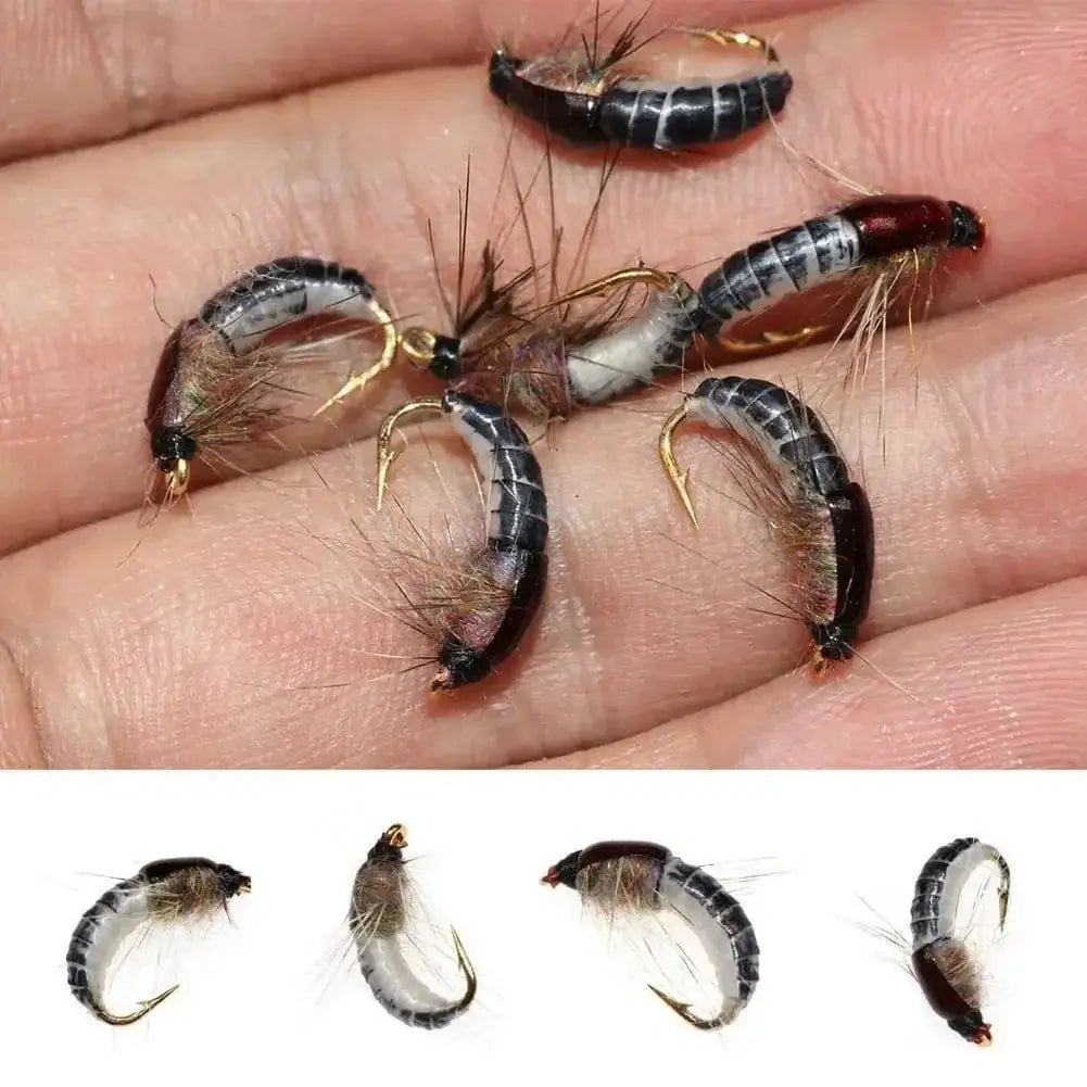 China China 6pcs 6PCSTrout Fishing Realistic Nymph Scud Fly Nymphing Artificial Insect Baits Flying Lure Fishing Accessories
