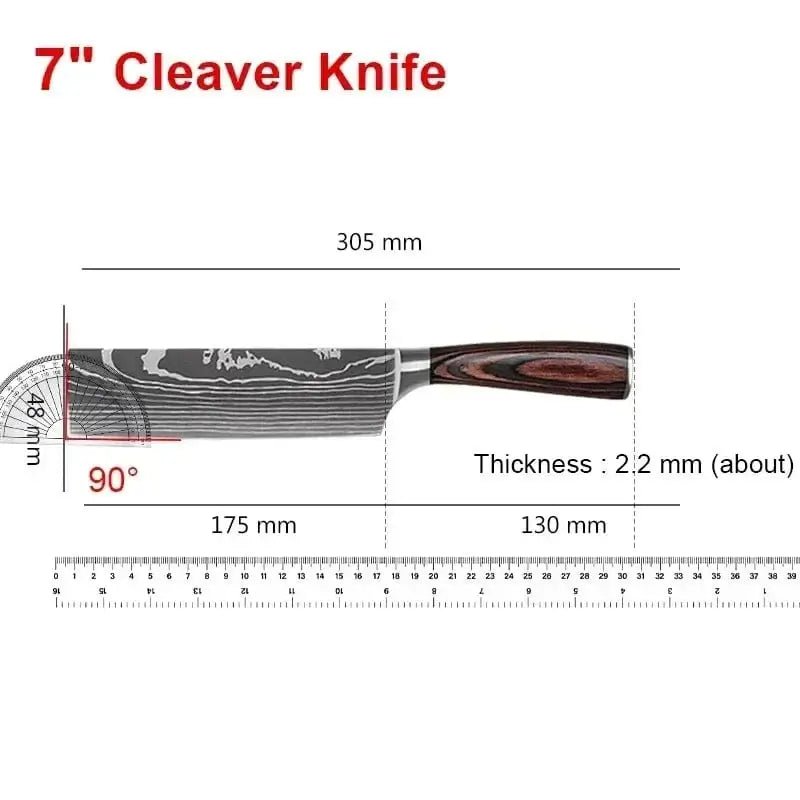 China China 7 inch kitchen knife Laser Damascus Kitchen Knife Cleaver Meat Fruit Bread Knife Barbecue Boning Knife Cut Chicken Convenient Scissors Kitchen Knives