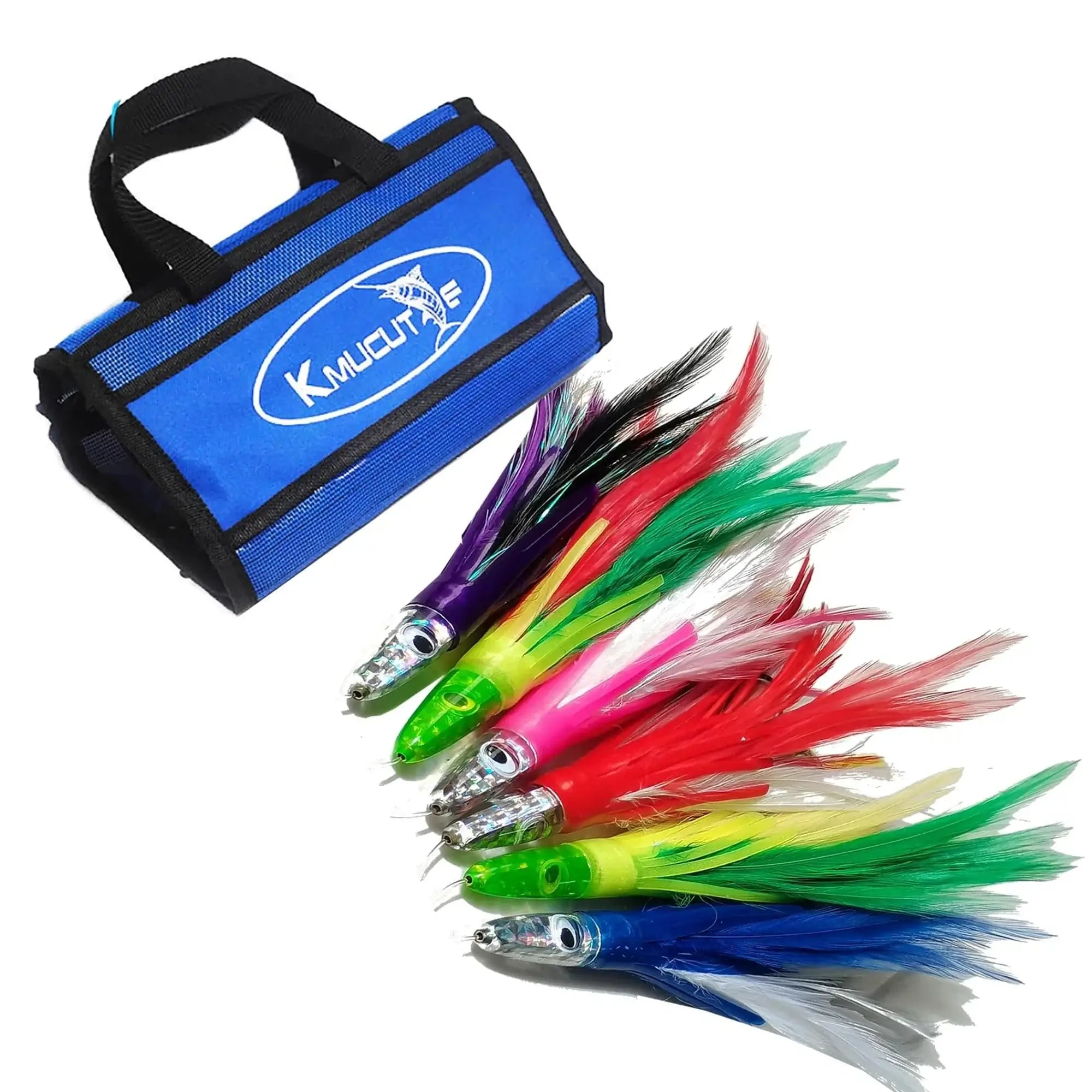 China China 7 inch with handbag / Trolling lure Kmucutie Set of 6 pcs 9 inch / 7 inch trolling Lure Marlin Tuna Dolphin Shark Big Game deep sea Fishing Lures Included Mesh Bag