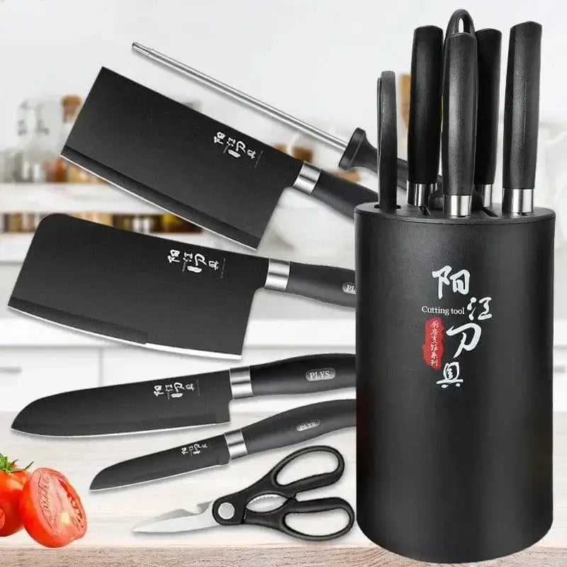 China China 7pcs High quality Black Steel Knife set Home multi-functional sharp Bone cutting knife, chef's slicing knife, kitchen accessories