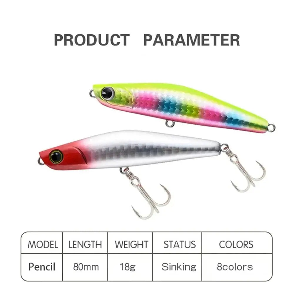 China China 8cm 18g Fishing Lure Pencil Wobbler Lure Yoichi 99 Super Long Cast Slow Sinking Jerkbait Swimbait Artificial Hard Bait Bass Bait