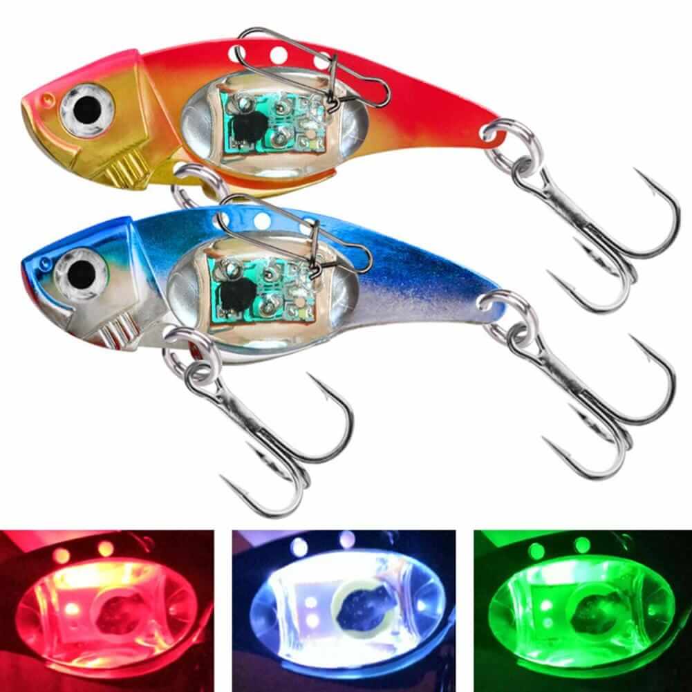 China China 8cm Metal Electronic Vibration Fake Bait Faux Lure Fish Hooks with LED Light Wobbler Artificial Plastic Hard Bait Fishing Tackle