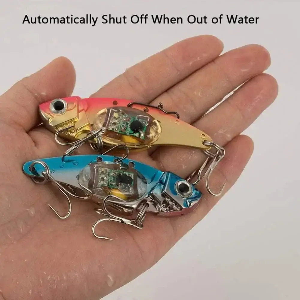 China China 8cm Metal Electronic Vibration Fake Bait Faux Lure Fish Hooks with LED Light Wobbler Artificial Plastic Hard Bait Fishing Tackle