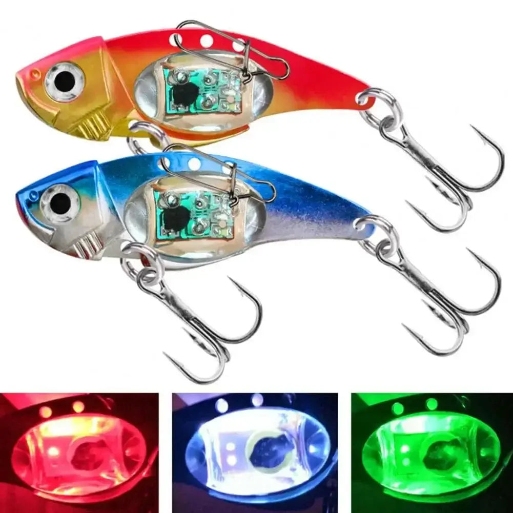 China China 8cm Metal Electronic Vibration Fake Bait Faux Lure Fish Hooks with LED Light Wobbler Artificial Plastic Hard Bait Fishing Tackle