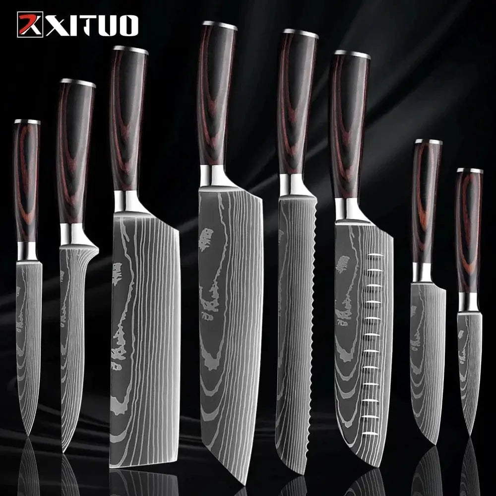 China China 8PCS Knife XITUO Kitchen Knife Set 1-9PCS,7Cr17Mov Stainless Steel Sharp Chef Knife Santoku Knife Fruit knife Ergonomic Pakkawood Handle
