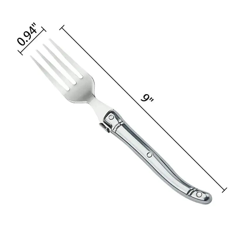 China China 9" Stainless Steel Laguiole Steak Knife set Dinner Fork Spoon Teaspoon Silver Dinnerware Tableware Restaurant Cutlery 4-12pcs