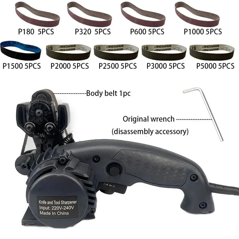 China China 9 types x5 set / British plug Professional Electric Knife Sharpener Grinder Sand Belts Diamond Bar Sharpening Machine Apex Honing System Carpenter Tools Set