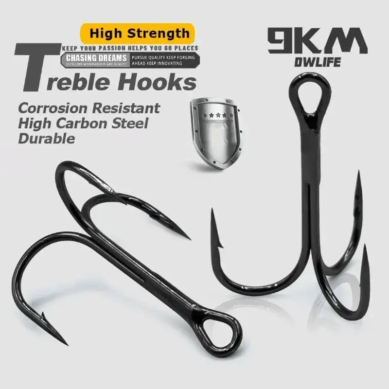 China China 9KM Fishing Treble Hooks High Carbon Steel Brabed Sharp Triple Hook Fishing Hooks on Hard Lures Saltwater Fishing Accessories