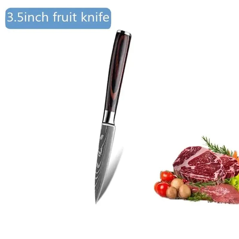 China China A-1PCS / 5 inch Damascus Kitchen Knives with Titanium Cutting Board Japanese Santoku Cleaver Stainless Steel Boning Knife Portable Meat Chopping