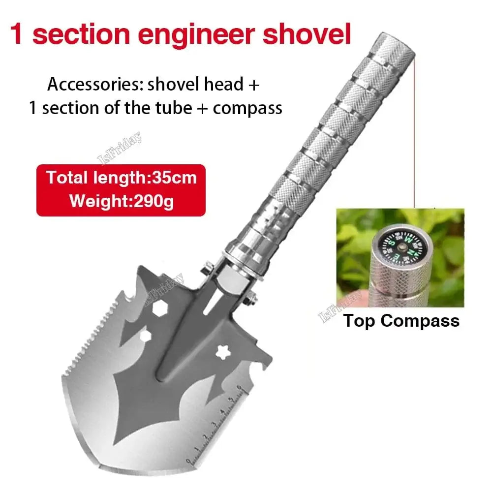 China China A Multifunctional Military Shovel 4 Section Pipe Folding Shovel and Knife Outdoor Fishing Camping Survival Set Garden Tools Kit