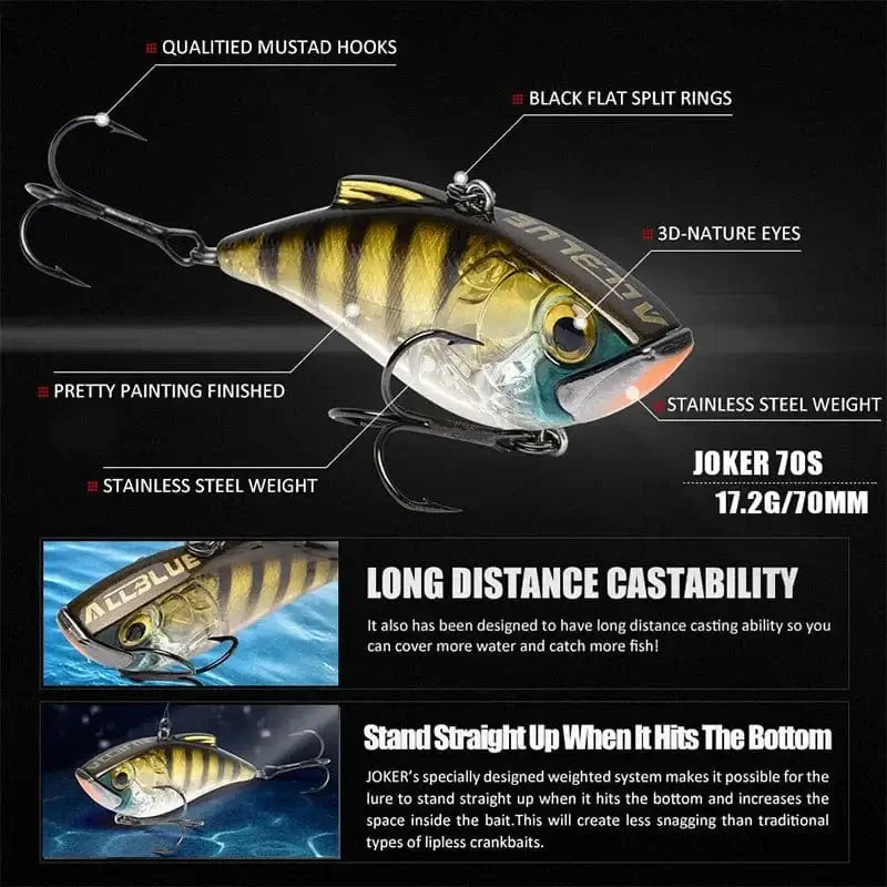 China China ALLBLUE JOKER 70S Sinking Fishing Lure Lipless Crankbaits Hard Artificial VIB Vibration Bait All Depth Winter Ice Fishing Tackle