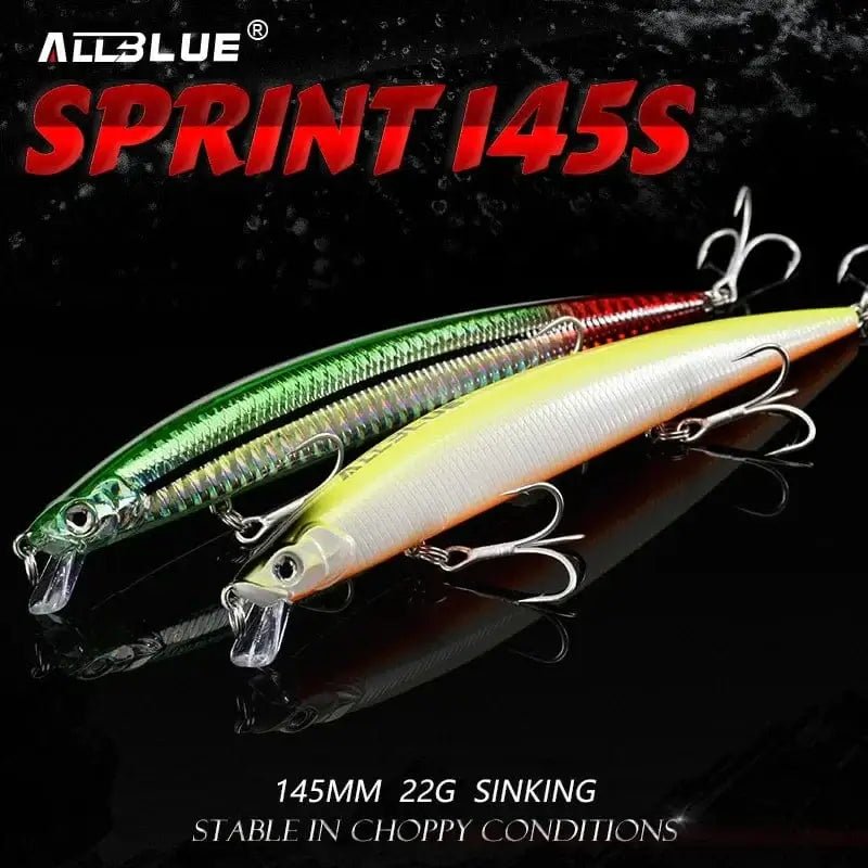 China China ALLBLUE SPRINT 145S Sinking Minnow Longcast Jerkbait Fishing Lure 145mm 22G Off Shore Saltwater Sea Bass Artificial Bait Tackle