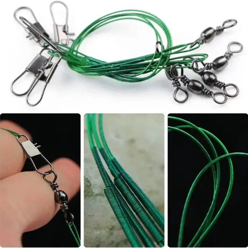 China China Anti Bite Steel Fishing Line Steel Wire Leader with Swivel Snaps Lead Core Leash Fishing Leader Wire Fishing Accessory 15CM-30CM