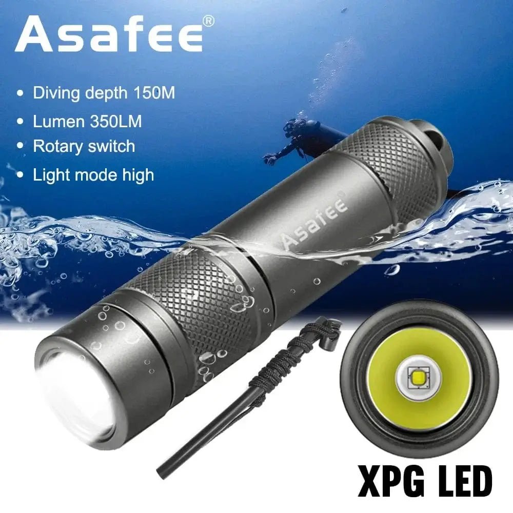 China China Asafee AF11 XPG LED Small Diving Flashlight Waterproof IPX8 Diving Dive Lamp Scuba Backup Diver Torch Light