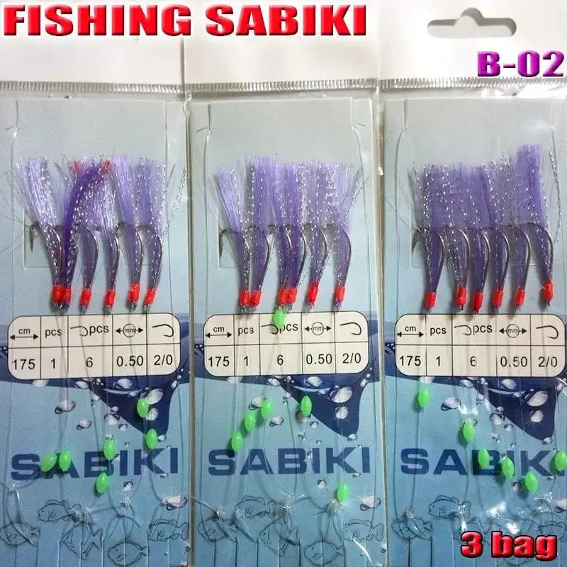 China China B2 2022FISHING SABIKI 12kinds luminous bean fishing hooks ocean fly saltwater bait rings good SABIKI fishing tools