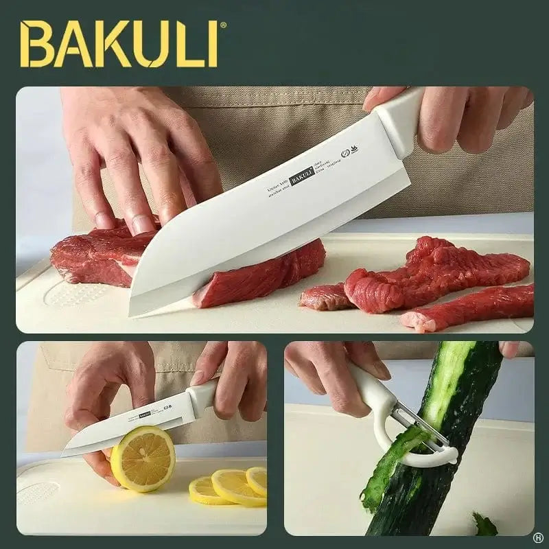 China China BAKULI-1/2pc Macaron Pure White Kitchen Knife Set Antioxidant Coating More Durable Kitchen Aesthetics Fruit Knife Meat Cutter